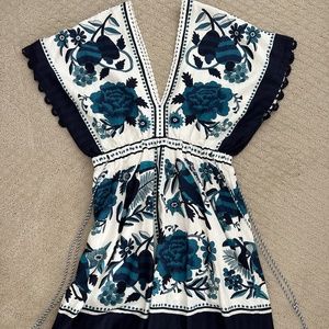 FARM Rio Tropical Tiles Linen Mini Dress